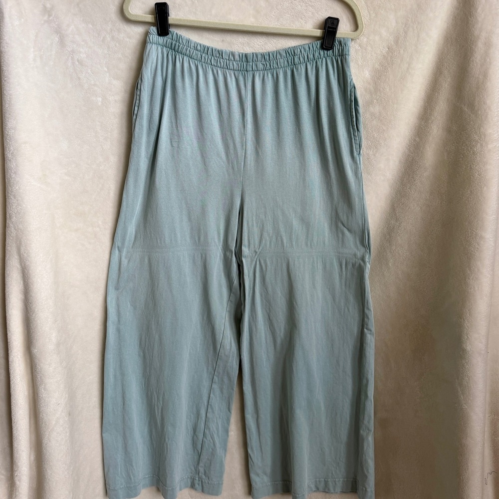 Z Supply Womens Sage Green Cotton Jersey Wide Leg Lounge Pants Size M Elastic